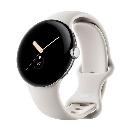 Watch Google Pixel Watch LTE 41mm Polished Silver Case with Sport Band - Chalk