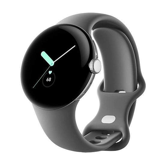Watch Google Pixel Watch LTE 41mm Polished Silver Case with Sport Band - Charcoal