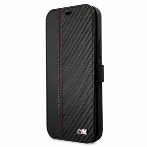 Etui iPhone 12 mini 5,4" czarny/black book M Collection PU Carbon Stripe