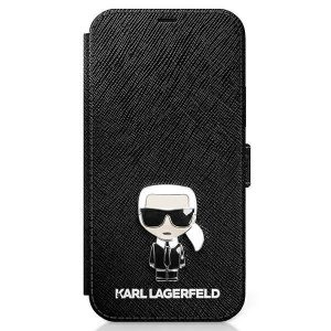 Karl Lagerfeld iPhone 12 mini 5,4" czarny/black book Saffiano Ikonik Metal