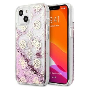 Guess iPhone 13 mini 5.4" pink/pink hardcase Peony Liquid Glitter