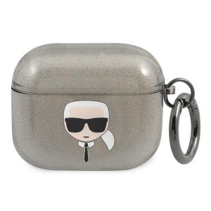 Karl Lagerfeld AirPods 3 fodral svart / svart Glitter Karl`s Head