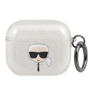 Karl Lagerfeld AirPods 3 överdrag silver / silver Glitter Karl`s Head