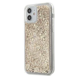 Guess iPhone 12 mini 5.4" gold/gold hardcase 4G Liquid Glitter