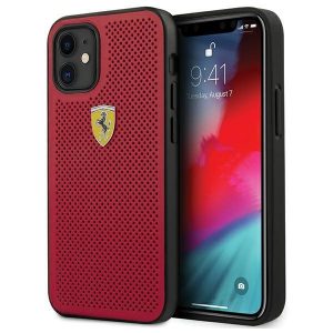 Ferrari iPhone 12 mini 5.4" red/red hardcase On Track Perforated