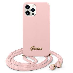 Guess iPhone 12 Pro Max 6.7" pink/pink hardcase Metal Logo Cord