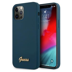 Guess iPhone 12 Pro Max 6.7" blue/blue hardcase Metal Logo Script