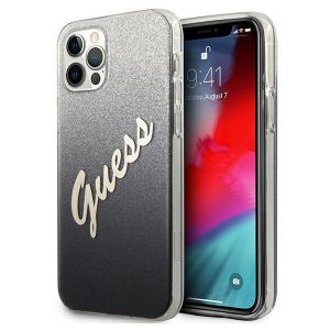 Guess iPhone 12 Pro Max 6.7" black/black hardcase Glitter Gradient Script