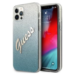 Guess iPhone 12 Pro Max 6.7" blue/blue hardcase Glitter Gradient Script