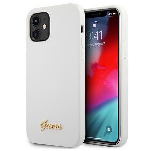 Guess iPhone 12 mini 5.4" white/white hardcase Metal Logo Script