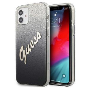 Guess iPhone 12 mini 5.4" black/black hardcase Glitter Gradient Script