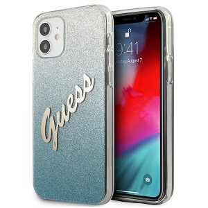 Guess iPhone 12 mini 5.4" blue/blue hardcase Glitter Gradient Script