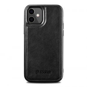 ICarer Leather Oil Wax case covered with natural leather for iPhone 12 mini black (ALI1204-BK)