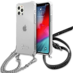 Guess iPhone 12 Pro Max 6.7" Transparent hardcase 4G Silver Chain