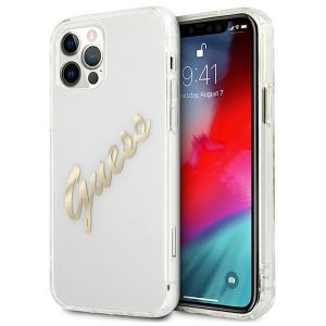 Guess iPhone 12 Pro Max 6.7" Transparent hardcase Vintage Script Gold