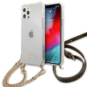 Guess iPhone 12/12 Pro 6.1" Transparent hard case 4G Gold Chain