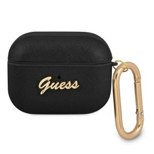 Guess AirPods Pro cover black/black Saffiano Script Metal Collection