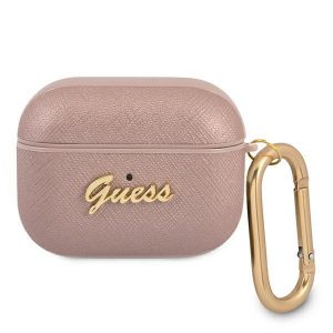 Guess AirPods Pro cover pink/pink Saffiano Script Metal Collection