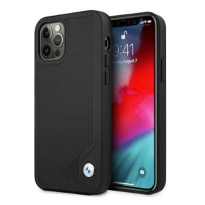 Etui iPhone 12/12 Pro 6,1" czarny/black hardcase Leather Deboss