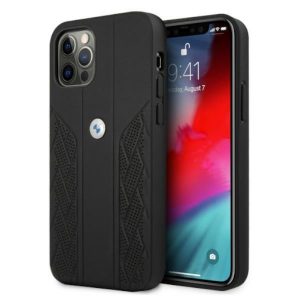 Etui iPhone 12/12 Pro 6,1" czarny/black hardcase Leather Curve Perforate