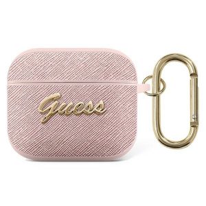 Guess AirPods 3 täcker rosa/rosa Saffiano Script Metal Collection