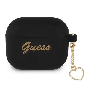 Guess AirPods 3 cover black/black Silicone Charm Heart Collection