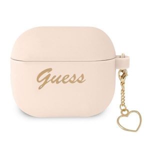 Guess AirPods 3 cover pink/pink Silicone Charm Heart Collection