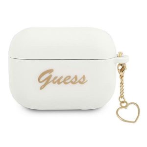 Guess AirPods Pro cover white/white Silicone Charm Heart Collection