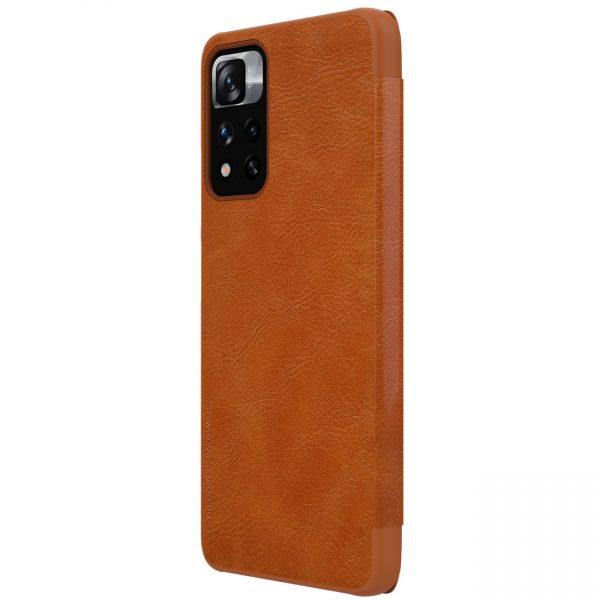 Nillkin Qin Case Case for Xiaomi Redmi Note 11 Pro+ (China) / Redmi Note 11 Pro (China) / Mi11i HyperCharge Camera Protector Holster Cover Flip Case Brown