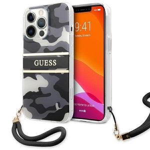 Guess iPhone 13 Pro / 13 6.1" black/black hardcase Camo Strap Collection