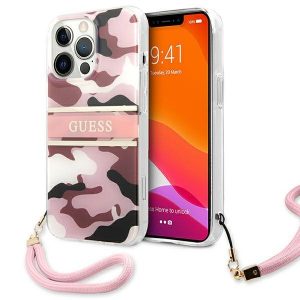 Guess iPhone 13 Pro / 13 6.1" pink/pink hardcase Camo Strap Collection