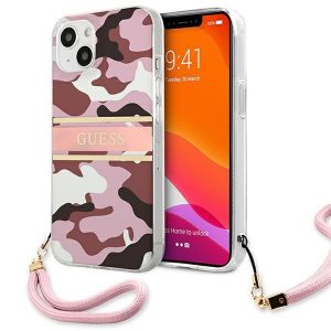 Guess iPhone 13 6.1" pink/pink hardcase Camo Strap Collection