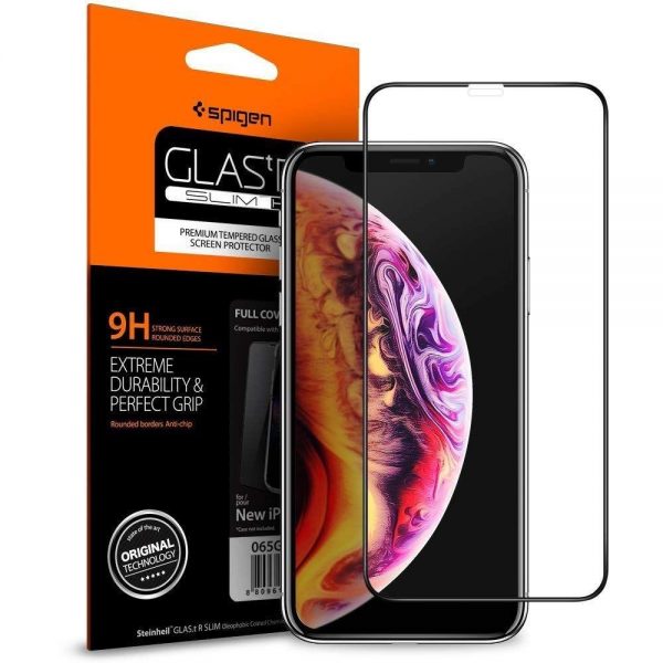 Spigen Glass FC Tempered Glass with Black Frame for iPhone X / XS / 11 Pro