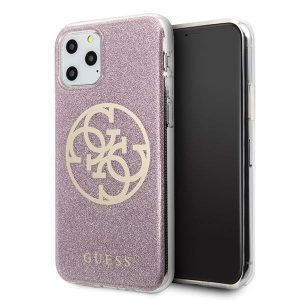 Guess iPhone 11 Pro Max pink/pink hard case 4G Circle Glitter