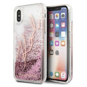 Karl Lagerfeld iPhone X/Xs różowo-złoty/rose gold Glitter Signature