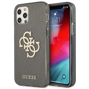 Guess iPhone 12 Pro Max 6.7" black/black hard case Glitter 4G Big Logo