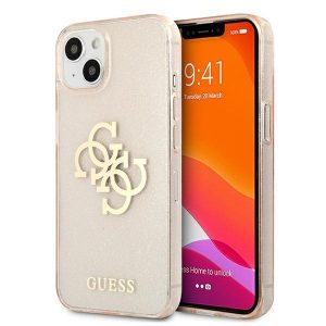 Guess iPhone 13 mini 5,4" guld / guld hårt ska Glitter 4G Big Logo