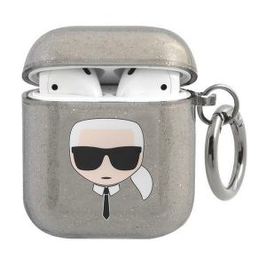 Karl Lagerfeld AirPods fodral svart / svart Glitter Karl`s Head