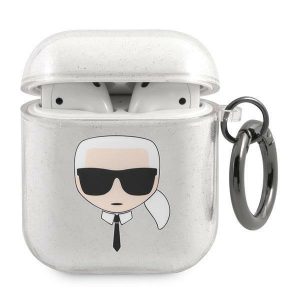 Karl Lagerfeld AirPods överdrag silver / silver Glitter Karl`s Head