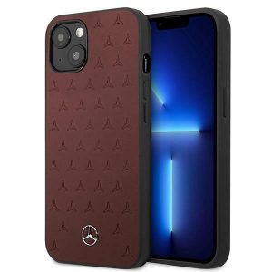 Mercedes iPhone 13 mini 5,4" rött / rött hardcase Leather Stars Mönster