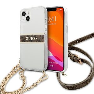 Guess iPhone 13 mini 5,4" Transparent hardcase 4G brunt band Guldkedja