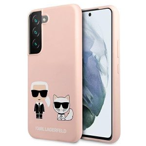 Karl Lagerfeld S22+ S906 hardcase jasno różowy/light pink Silicone Ikonik Karl & Choupette