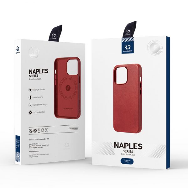 Dux Ducis Naples Case for iPhone 13 Pro Max Leather Cover (MagSafe Compatible) Red