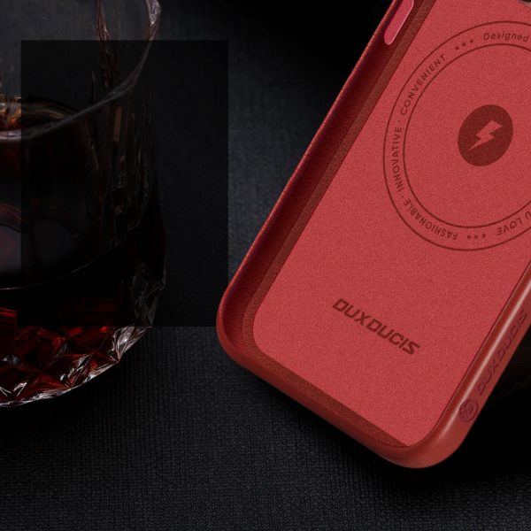 Dux Ducis Naples Case for iPhone 13 Pro Max Leather Cover (MagSafe Compatible) Red