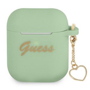 Guess AirPods täcker grön/grön Silicone Charm Heart Collection