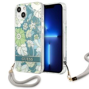 Guess iPhone 13 mini 5,4" grönt/grönt hårt fodral Flower Strap