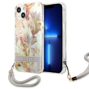 Guess iPhone 13 mini 5,4" lila/lila hårt fodral Flower Strap