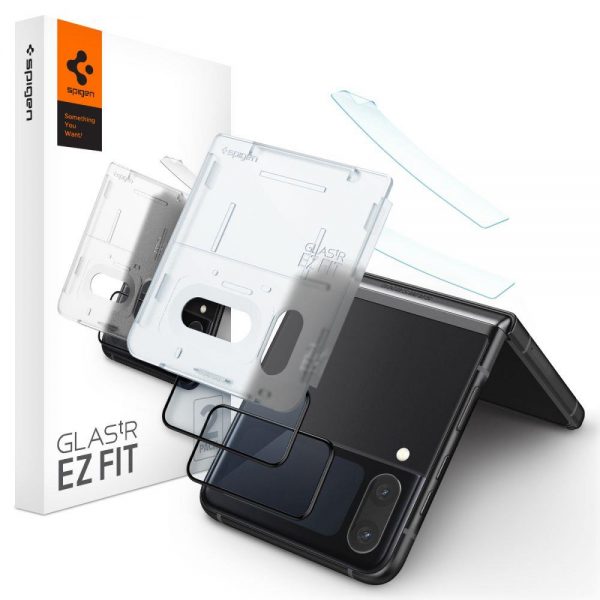 HÄRDAT GLAS Spigen GLASS FC "EZ FIT" + GJÄRNFILM 2-PACK GALAXY MED FLIP 4 SVART