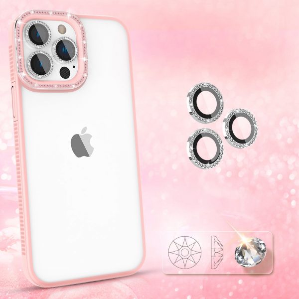 Kingxbar Sparkle Series case iPhone 13 Pro Max with crystals back cover pink