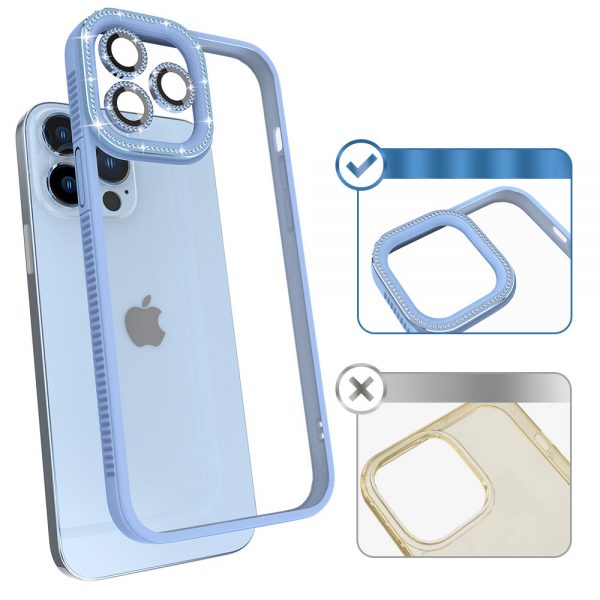 Kingxbar Sparkle Series case iPhone 13 Pro Max with crystals back cover blue